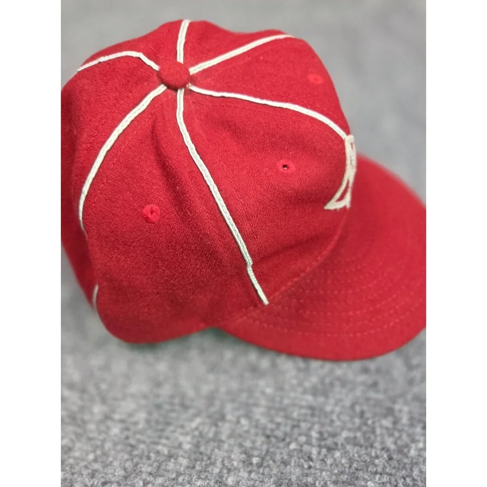 Ebbets Field Flannels Baseball Cap Mens 7 3/4 Winnipeg Maroons Red Wool Fitted - Picture 2 of 8